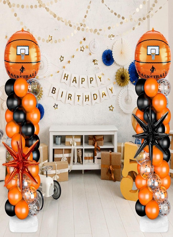 PLUVAVA 2 Sets Basketball Balloon Column Stand Kit Balloon Arch with Adjustable Stands Tower Kit 100 Latex Balloons Star Foil Balloons for Basketball Birthday Party Decorations - Image 5